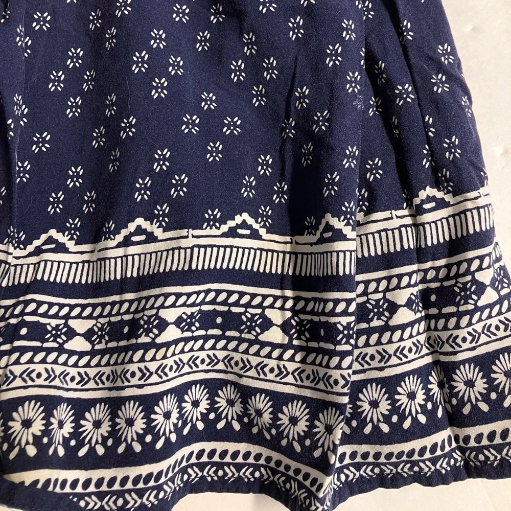 Girl’s Bandana Print Skirt, XL 14, Navy Blue/Cream White